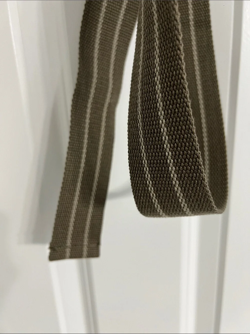 Olive Green Striped Long Fabric Belt